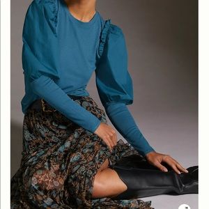 Anthropologie Ruffled Contrast Top